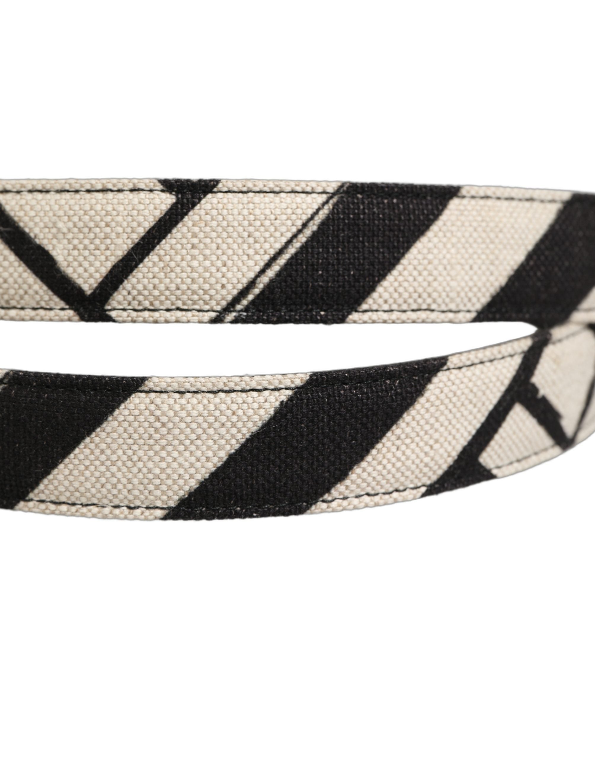 Dolce & Gabbana Black Ivory Silver Tone Metal Buckle Belt Dolce & Gabbana