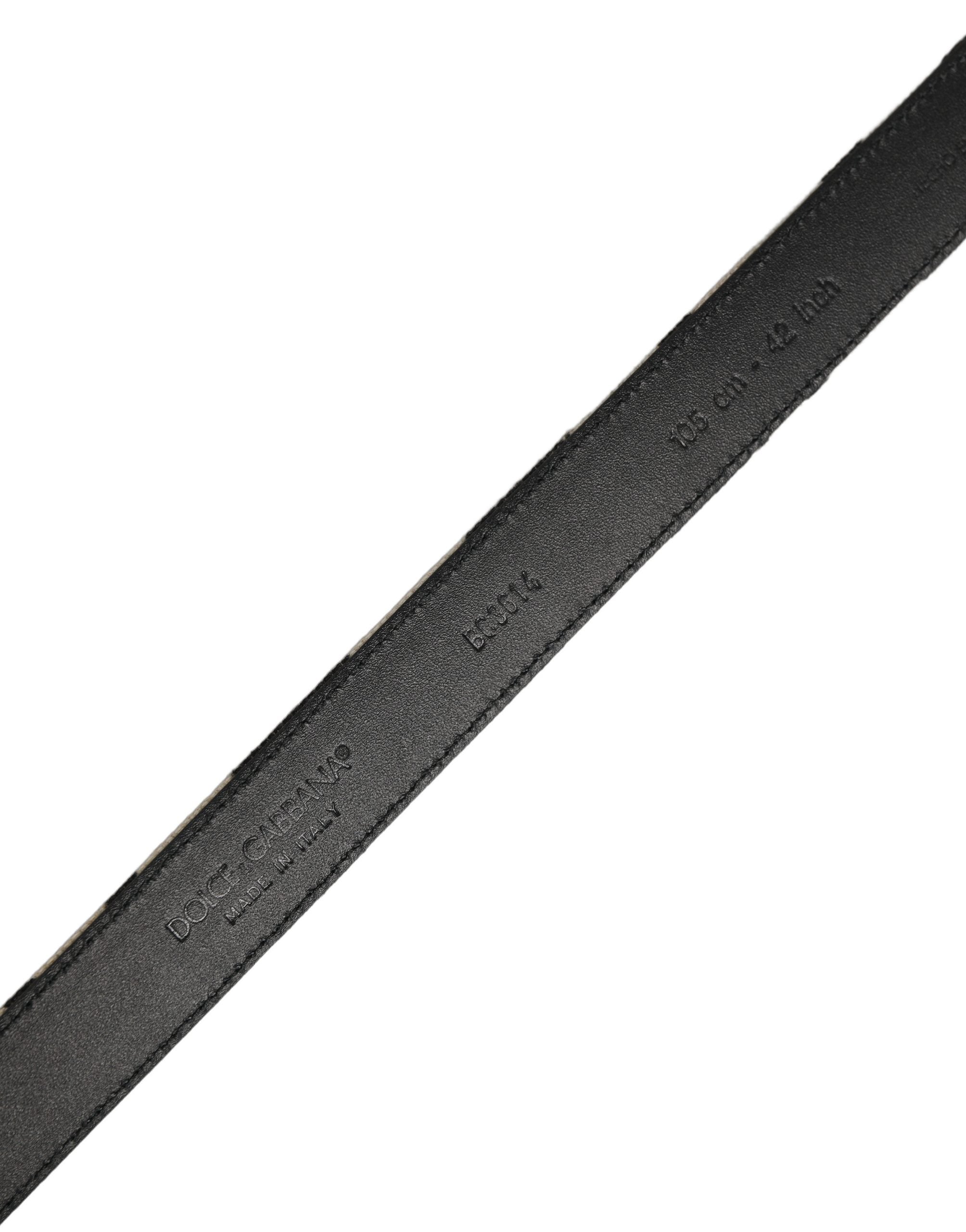 Dolce & Gabbana Black Ivory Silver Tone Metal Buckle Belt Dolce & Gabbana