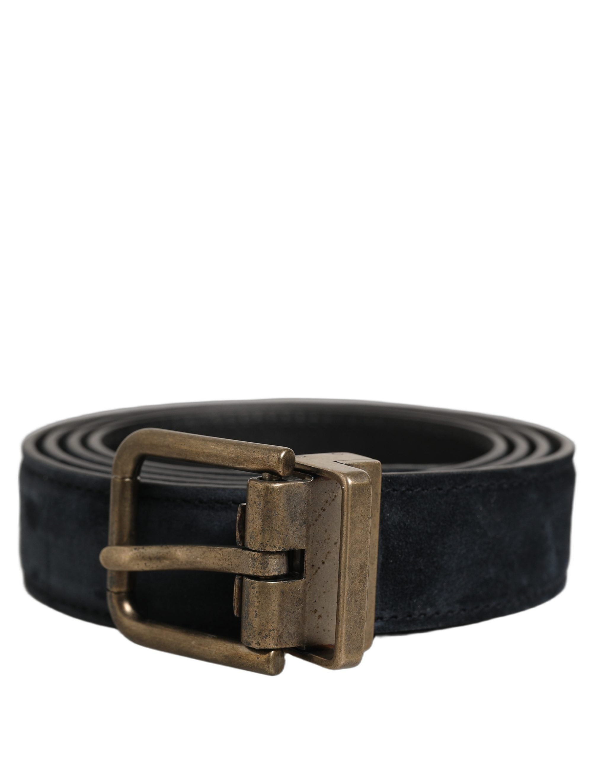 Dolce & Gabbana Men Black Leather Gold Tone Metal Buckle Belt Dolce & Gabbana