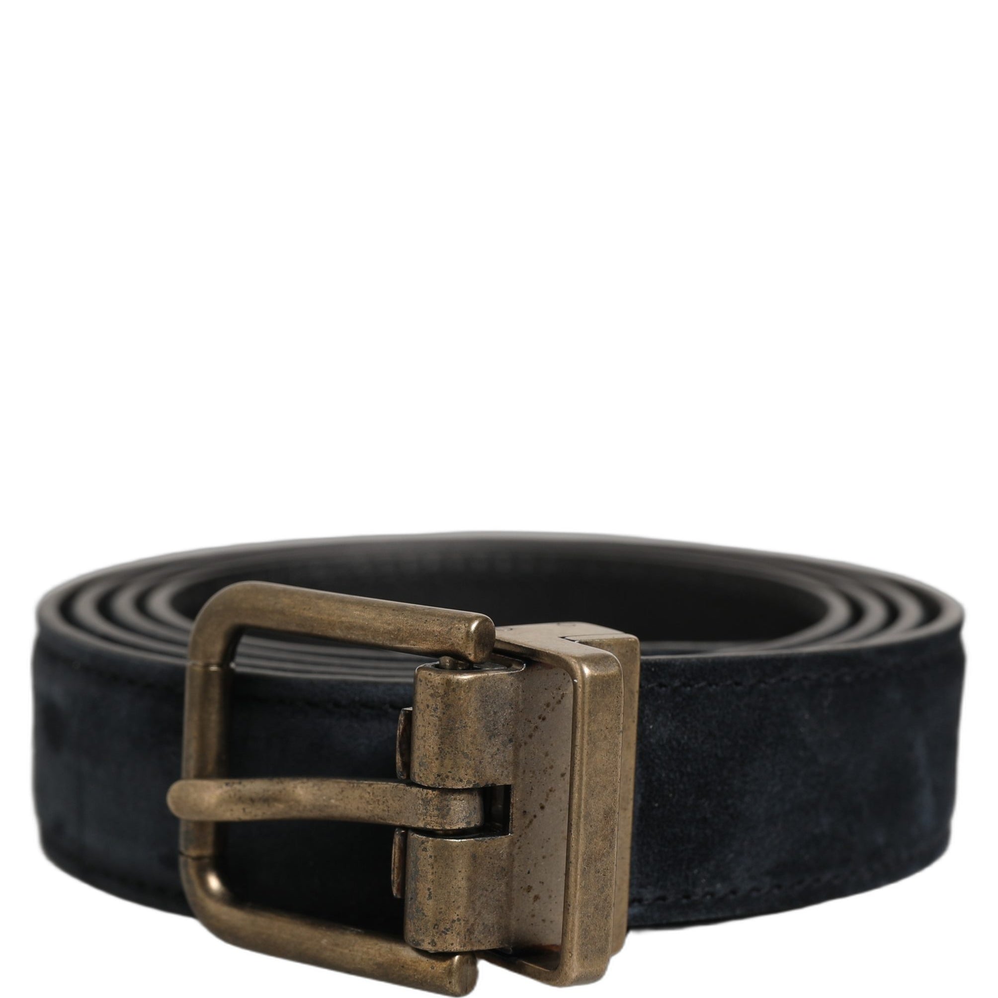 Dolce & Gabbana Men Black Leather Gold Tone Metal Buckle Belt Dolce & Gabbana