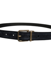 Dolce & Gabbana Men Black Leather Gold Tone Metal Buckle Belt Dolce & Gabbana