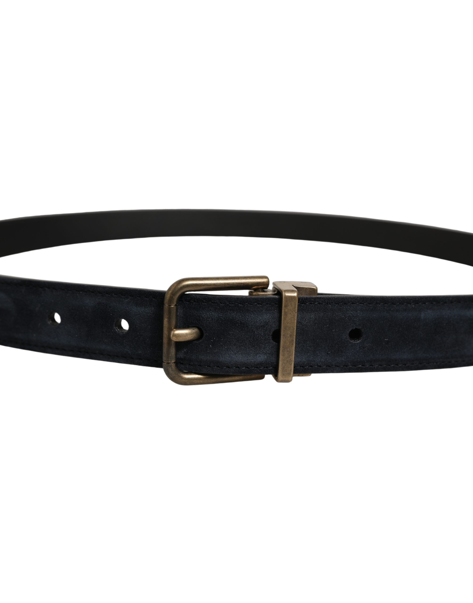 Dolce & Gabbana Men Black Leather Gold Tone Metal Buckle Belt Dolce & Gabbana