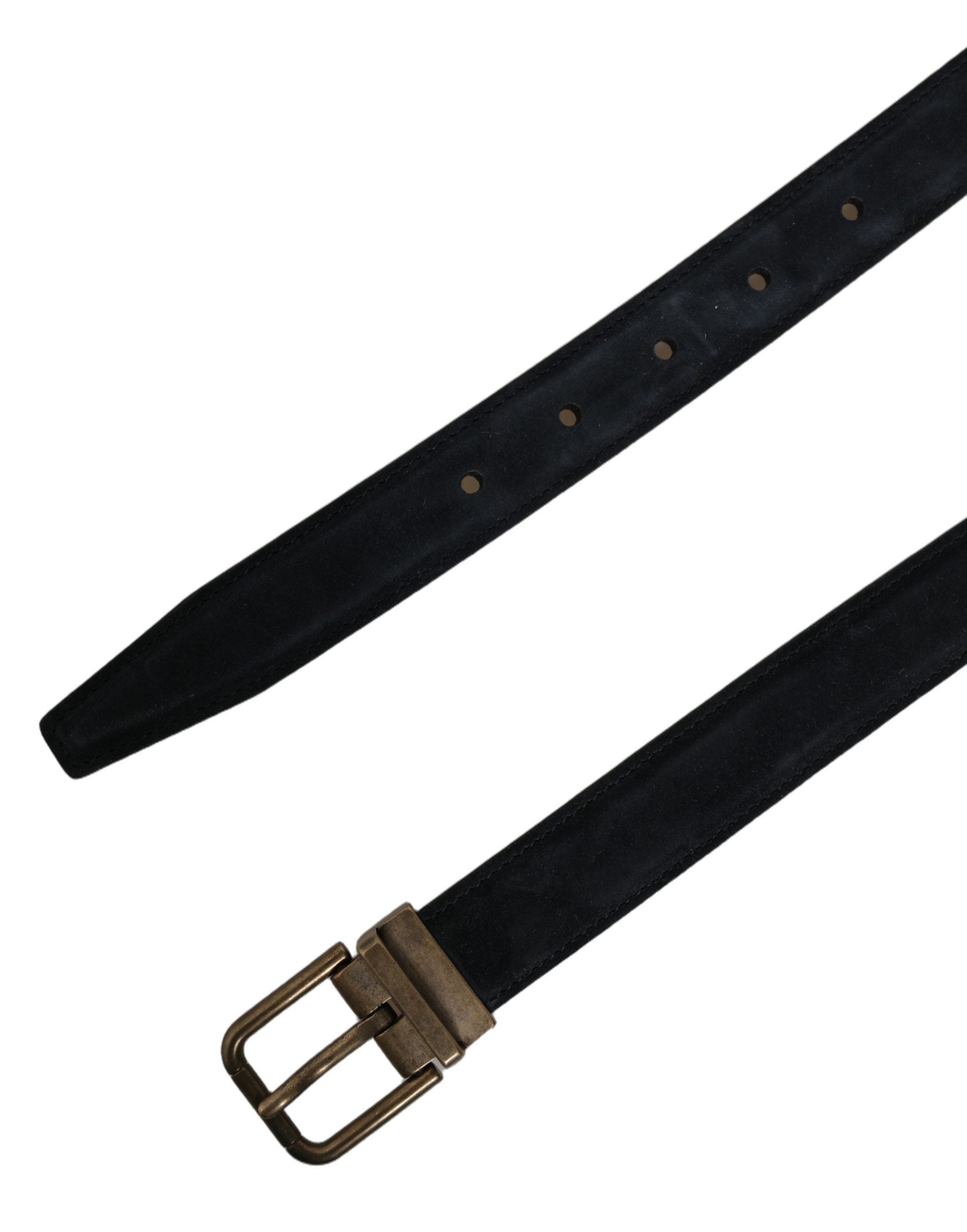 Dolce & Gabbana Men Black Leather Gold Tone Metal Buckle Belt Dolce & Gabbana