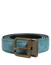 Dolce & Gabbana Men Blue Suede Gold Tone Metal Buckle Belt Dolce & Gabbana