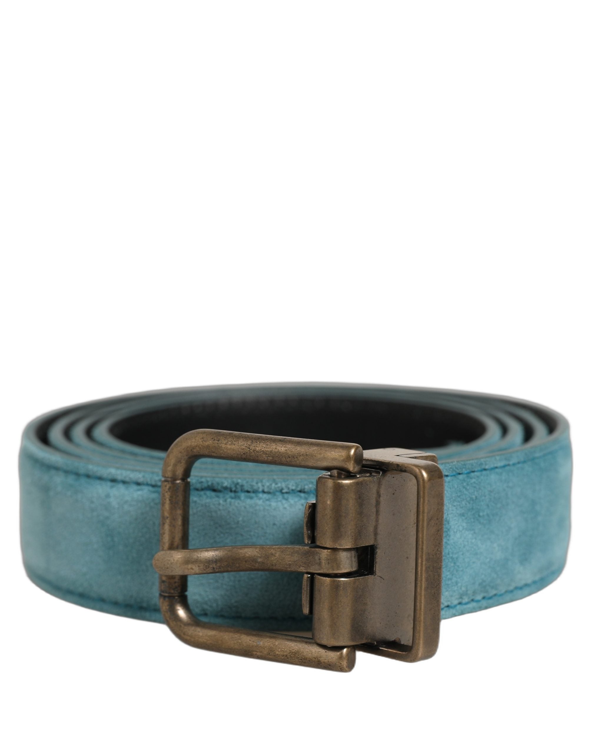 Dolce & Gabbana Men Blue Suede Gold Tone Metal Buckle Belt Dolce & Gabbana