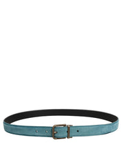 Dolce & Gabbana Men Blue Suede Gold Tone Metal Buckle Belt Dolce & Gabbana