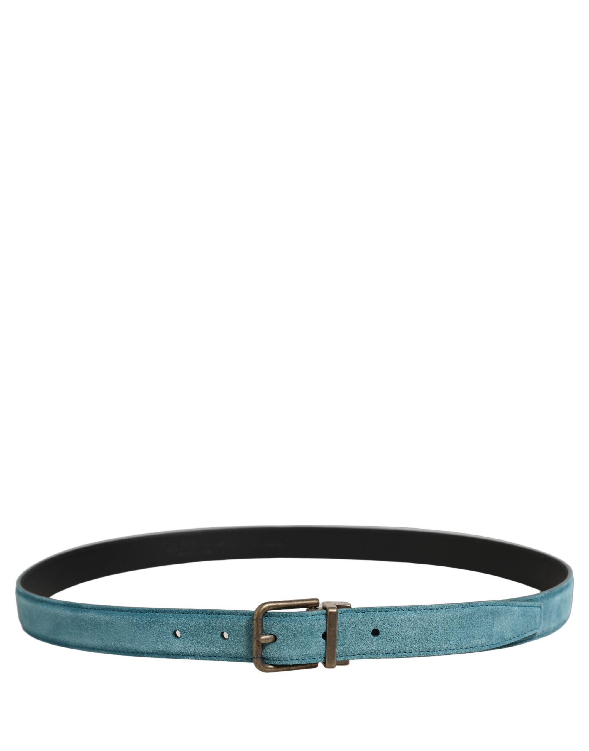 Dolce & Gabbana Men Blue Suede Gold Tone Metal Buckle Belt Dolce & Gabbana