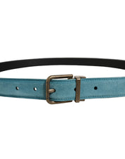 Dolce & Gabbana Men Blue Suede Gold Tone Metal Buckle Belt Dolce & Gabbana