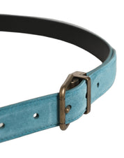 Dolce & Gabbana Men Blue Suede Gold Tone Metal Buckle Belt Dolce & Gabbana