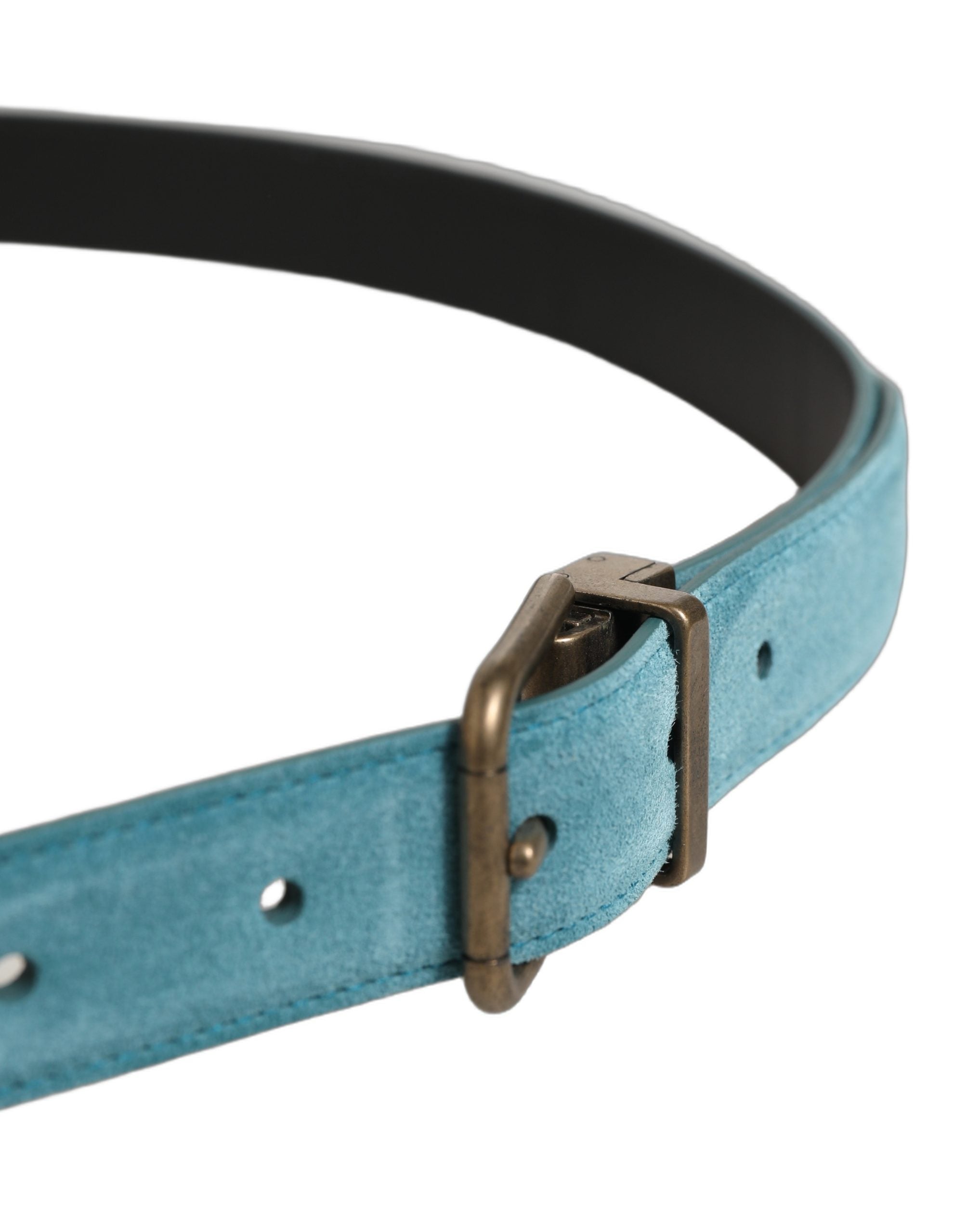 Dolce & Gabbana Men Blue Suede Gold Tone Metal Buckle Belt Dolce & Gabbana