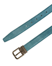 Dolce & Gabbana Men Blue Suede Gold Tone Metal Buckle Belt Dolce & Gabbana