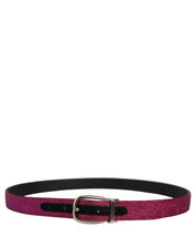 Dolce & Gabbana Men Fuchsia Glitter Silver Metal Buckle Belt Dolce & Gabbana