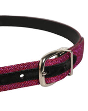 Dolce & Gabbana Men Fuchsia Glitter Silver Metal Buckle Belt Dolce & Gabbana