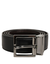 Dolce & Gabbana Black Classic Leather Silver Tone Buckle Belt Dolce & Gabbana