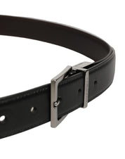 Dolce & Gabbana Black Classic Leather Silver Tone Buckle Belt Dolce & Gabbana