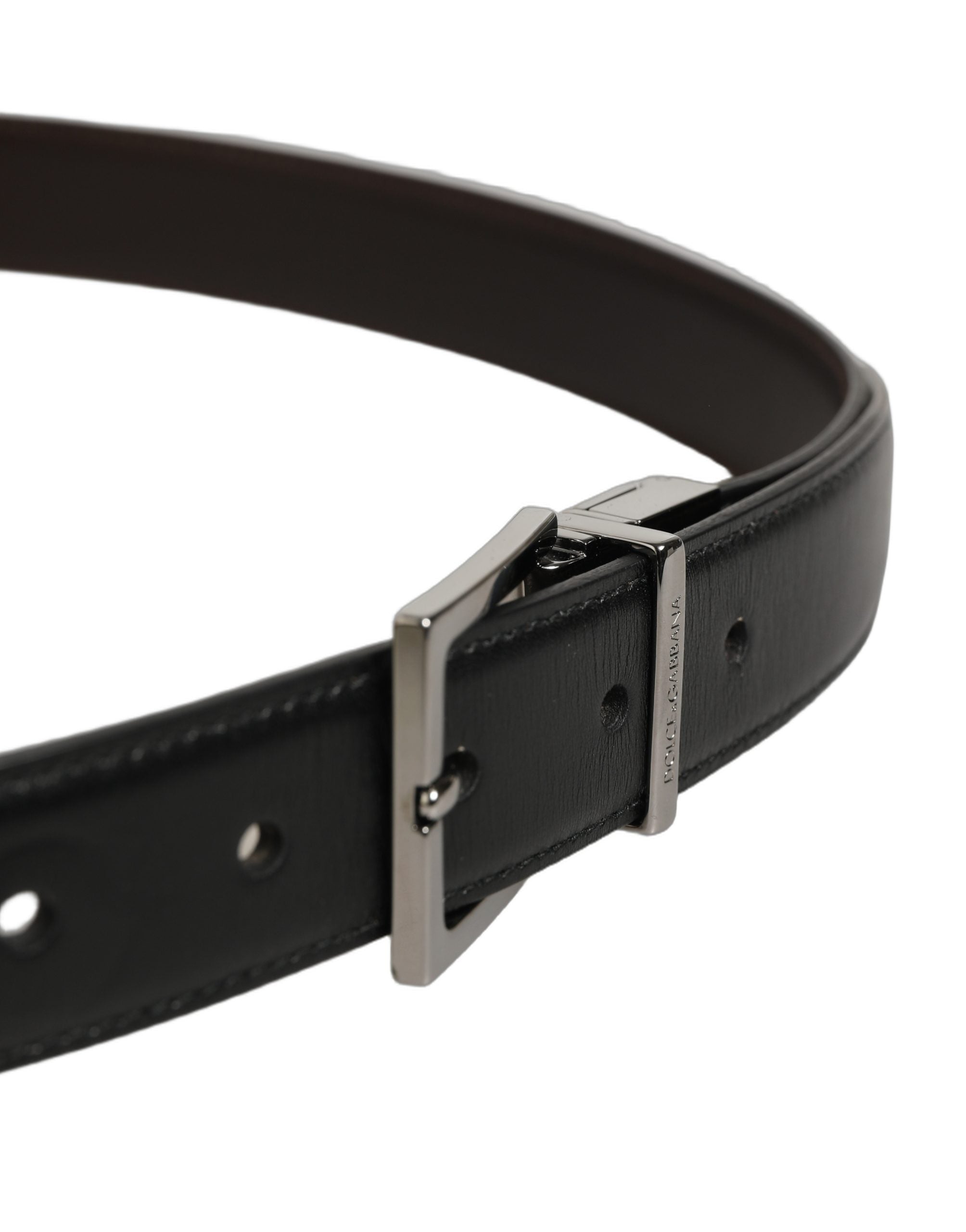 Dolce & Gabbana Black Classic Leather Silver Tone Buckle Belt Dolce & Gabbana