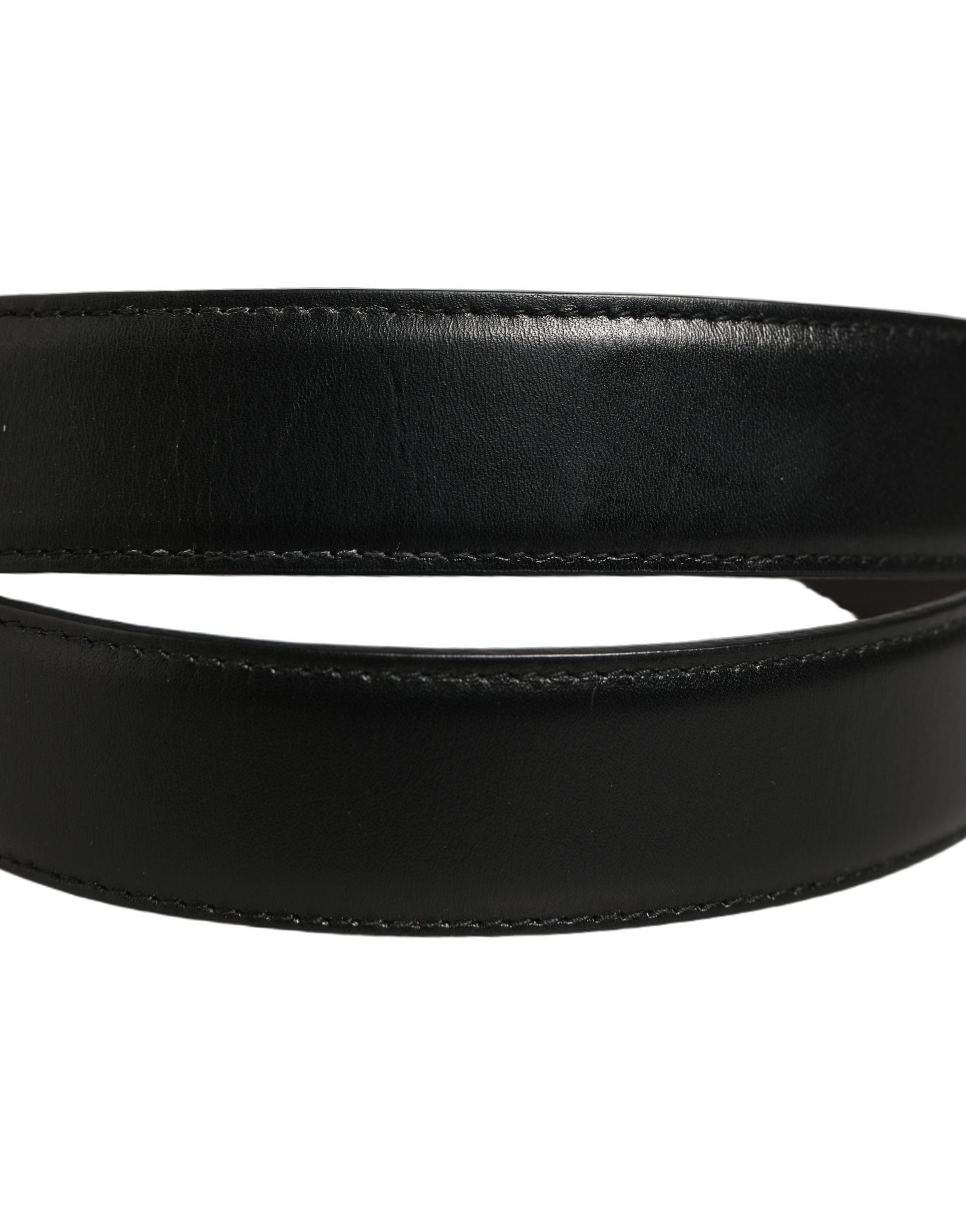 Dolce & Gabbana Black Classic Leather Silver Tone Buckle Belt Dolce & Gabbana