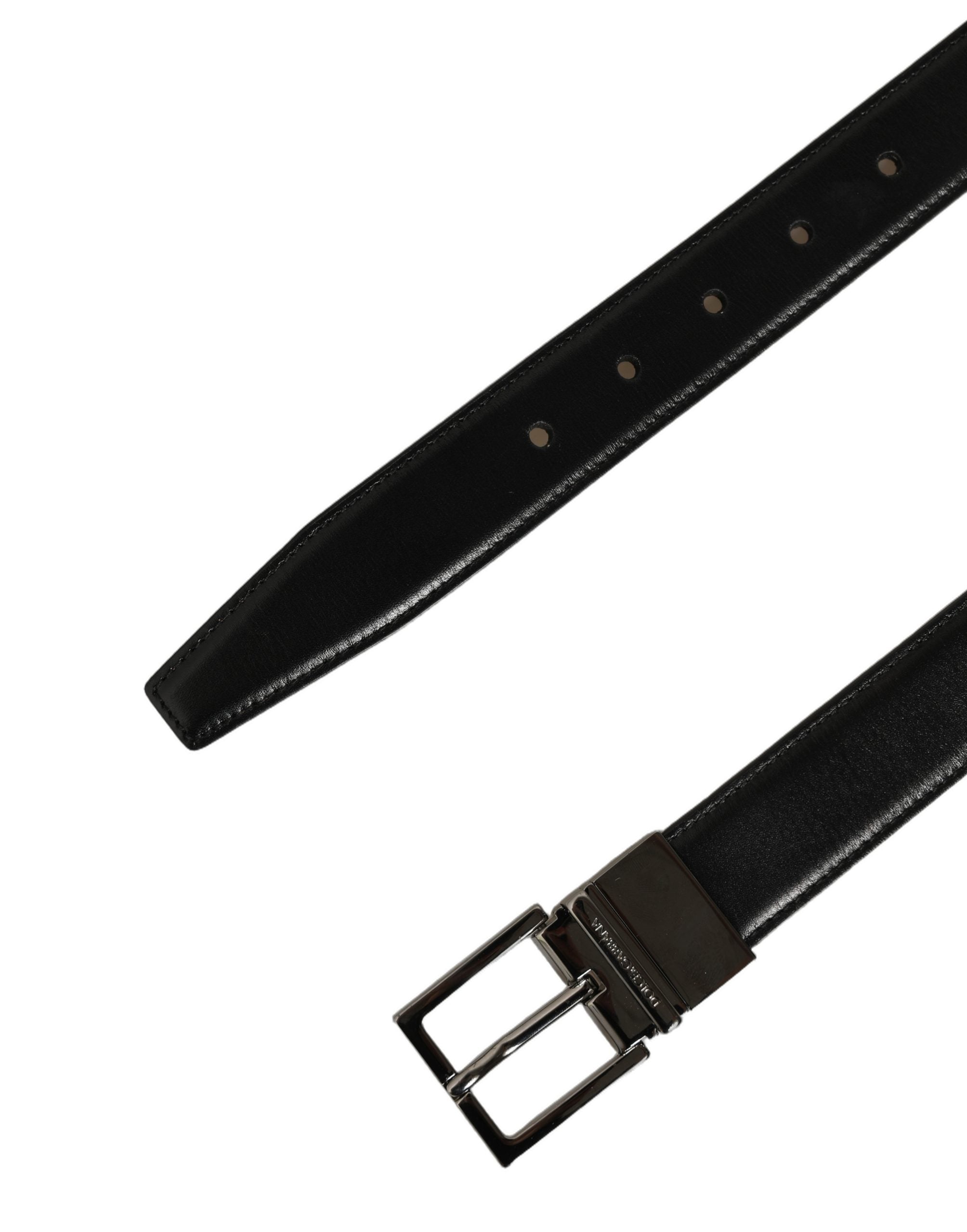 Dolce & Gabbana Black Classic Leather Silver Tone Buckle Belt Dolce & Gabbana