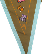 Dolce & Gabbana Men Brown Teddy Bear Cotton Lace Stole Scarf Dolce & Gabbana