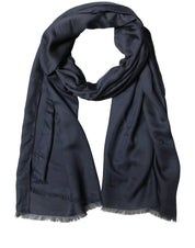 Dolce & Gabbana Dark Blue Modal Frayed Edge Lace Stole Scarf Dolce & Gabbana