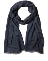 Dolce & Gabbana Dark Blue Modal Frayed Edge Lace Stole Scarf
