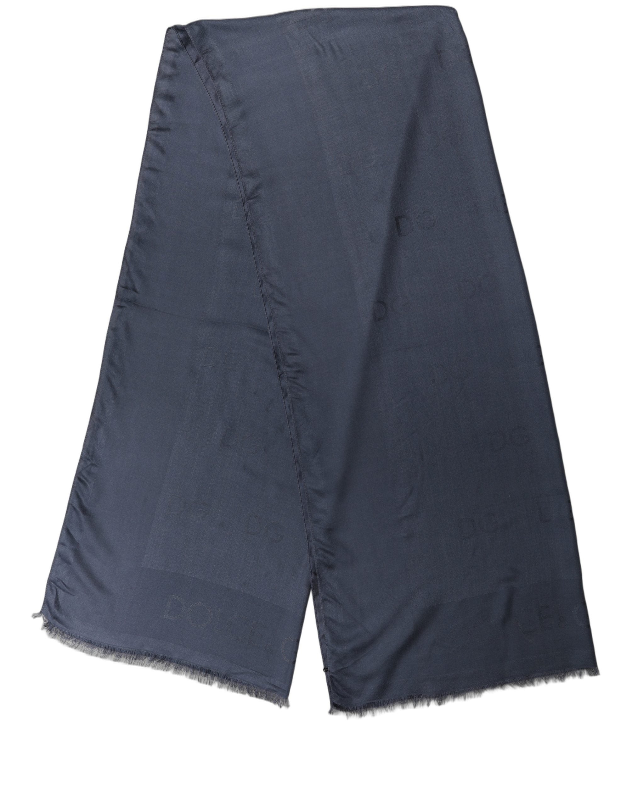 Dolce & Gabbana Dark Blue Modal Frayed Edge Lace Stole Scarf Dolce & Gabbana