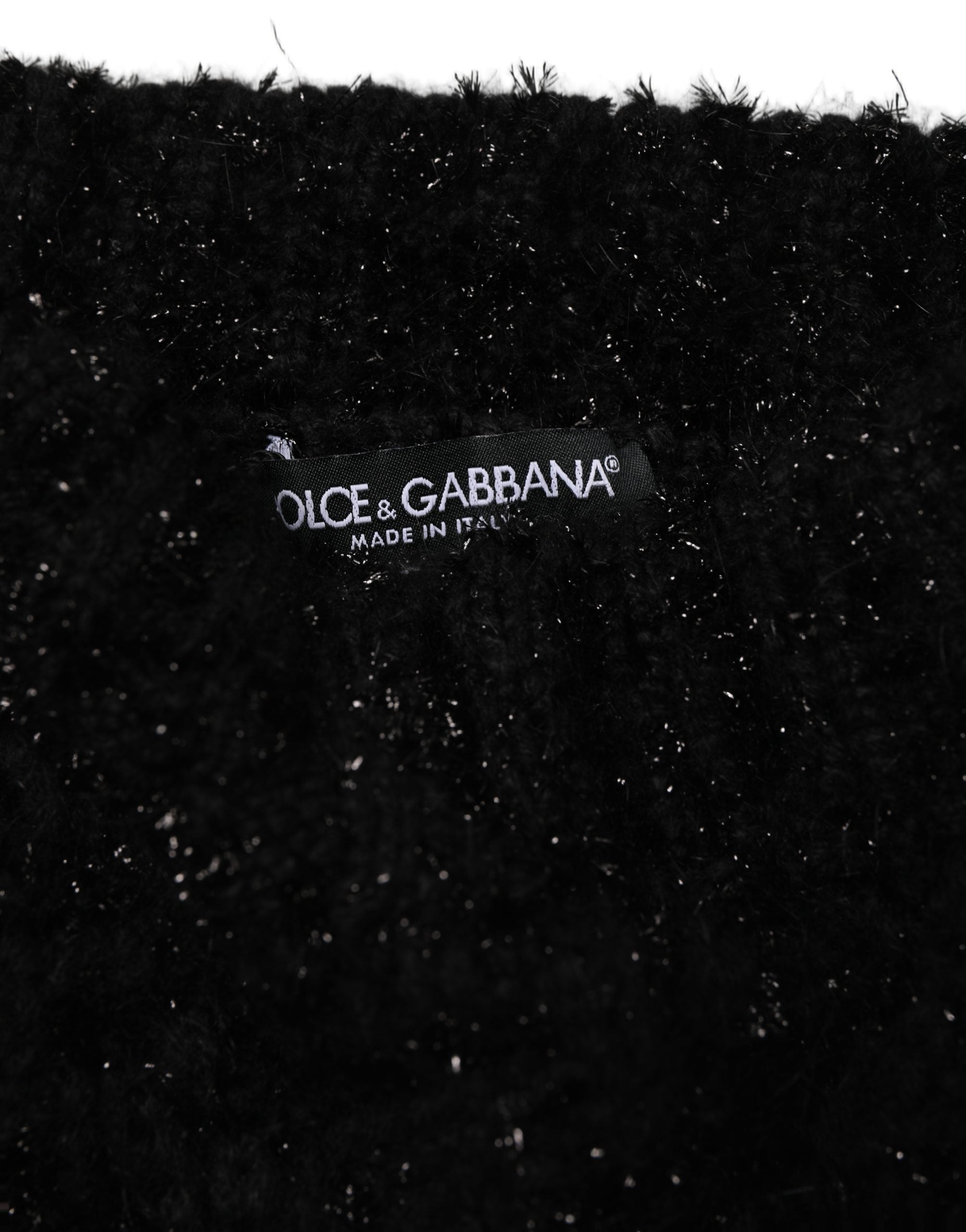 Dolce & Gabbana Men Black Cashmere Knitted Neck Warmer Scarf Dolce & Gabbana