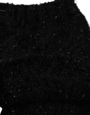 Dolce & Gabbana Men Black Cashmere Knitted Neck Warmer Scarf Dolce & Gabbana