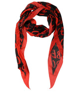Dolce & Gabbana Men Red Black Graffiti Logo Lace Stole Scarf