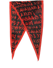 Dolce & Gabbana Men Red Black Graffiti Logo Lace Stole Scarf