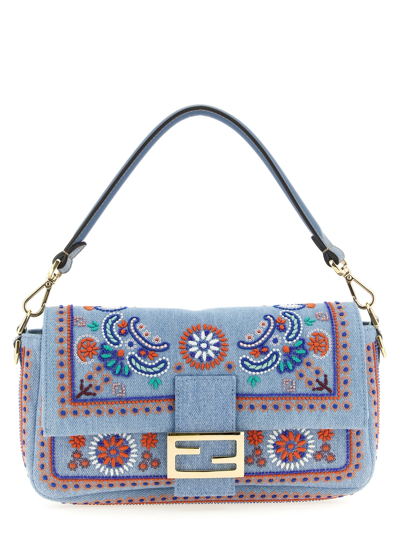 Fendi Blue Cotton Shoulder Bag