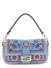 Fendi Blue Cotton Shoulder Bag