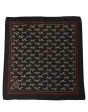 Dolce & Gabbana Black Horse Silk Pocket Square Foulard Scarf Dolce & Gabbana