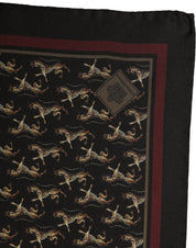 Dolce & Gabbana Black Horse Silk Pocket Square Foulard Scarf Dolce & Gabbana