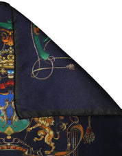 Dolce & Gabbana Navy Blue Heraldic Silk Square Foulard Scarf Dolce & Gabbana