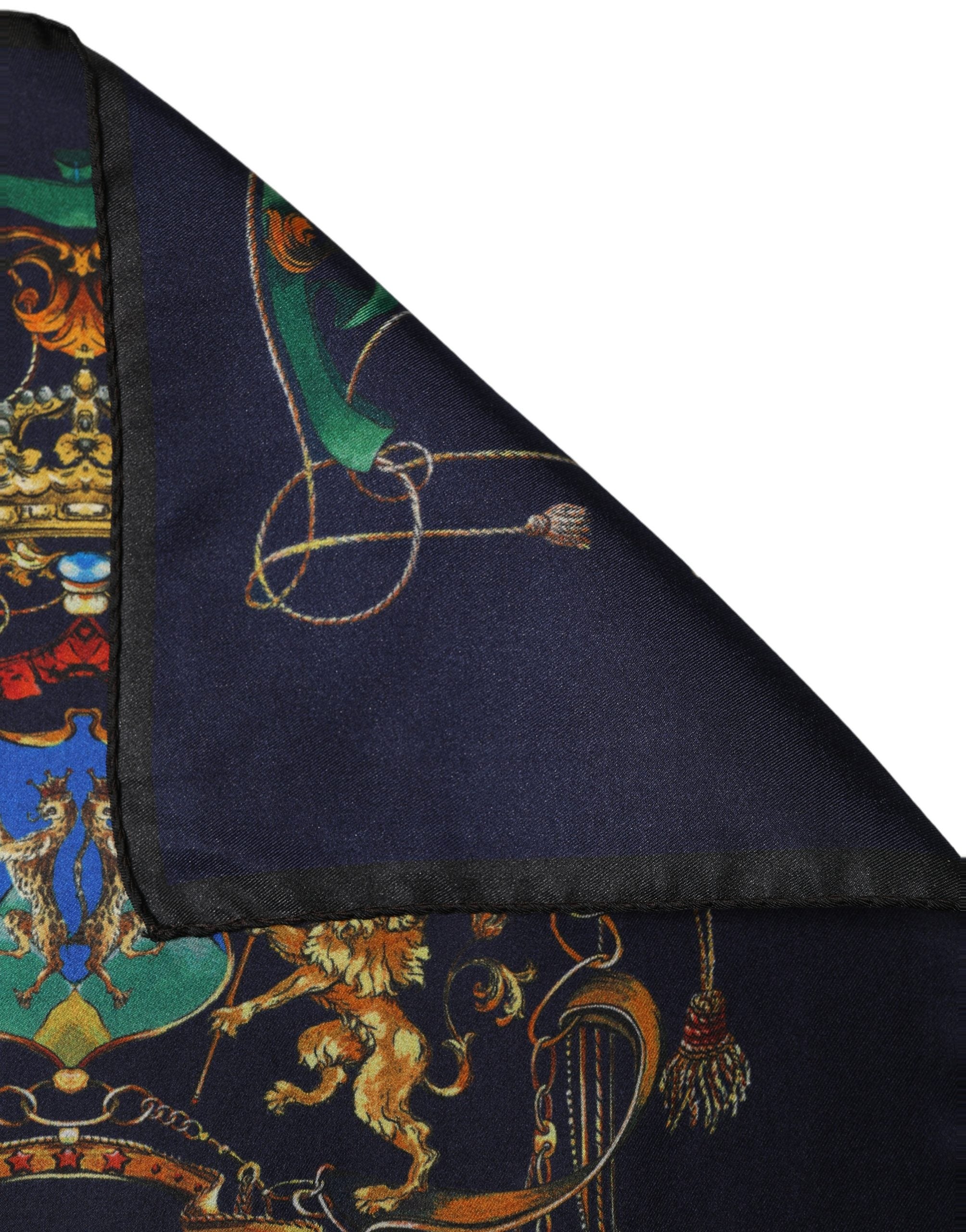 Dolce & Gabbana Navy Blue Heraldic Silk Square Foulard Scarf Dolce & Gabbana