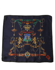 Dolce & Gabbana Navy Blue Heraldic Silk Square Foulard Scarf Dolce & Gabbana