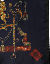 Dolce & Gabbana Navy Blue Heraldic Silk Square Foulard Scarf Dolce & Gabbana