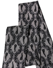 Dolce & Gabbana Gray Baroque Silk Fringed Skinny Foulard Scarf Dolce & Gabbana