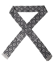Dolce & Gabbana Gray Baroque Silk Fringed Skinny Foulard Scarf Dolce & Gabbana