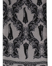 Dolce & Gabbana Gray Baroque Silk Fringed Skinny Foulard Scarf Dolce & Gabbana