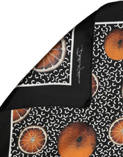 Dolce & Gabbana Black Silk Orange Pocket Square Foulard Scarf Dolce & Gabbana