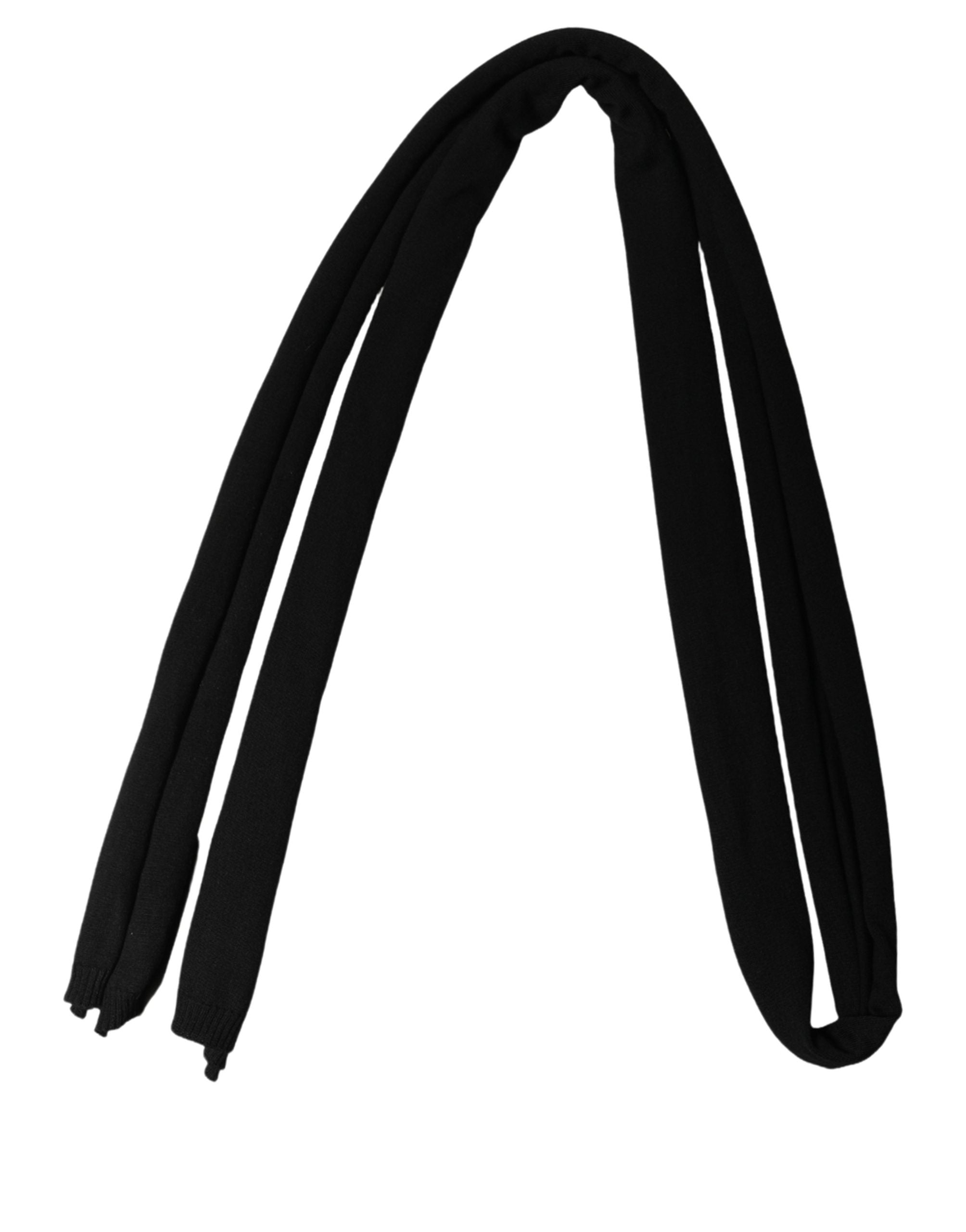 Dolce & Gabbana Men Black Wool Knitted Skinny Foulard Scarf Dolce & Gabbana
