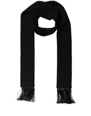 Dolce & Gabbana Men Black Wool Knitted Fringed Foulard Scarf Dolce & Gabbana