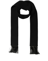 Dolce & Gabbana Men Black Wool Knitted Fringed Foulard Scarf