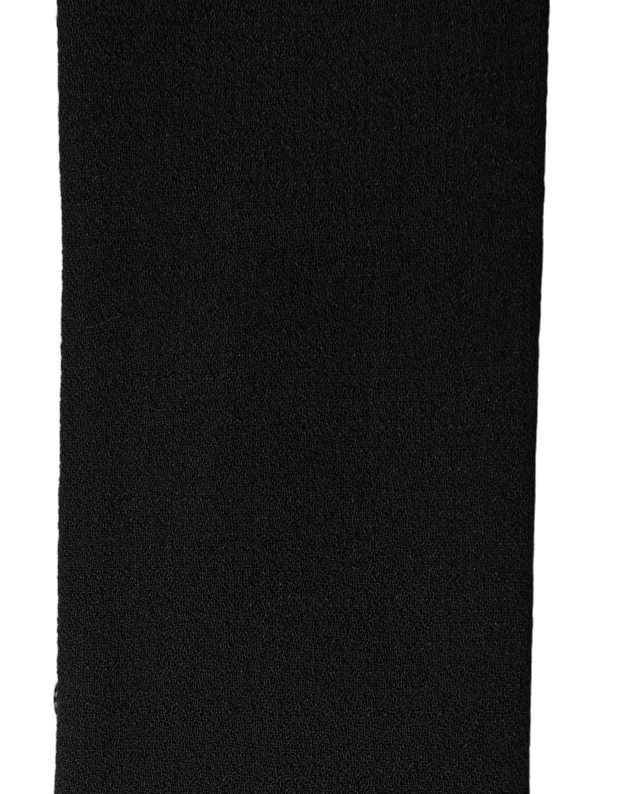 Dolce & Gabbana Men Black Wool Knitted Fringed Foulard Scarf Dolce & Gabbana
