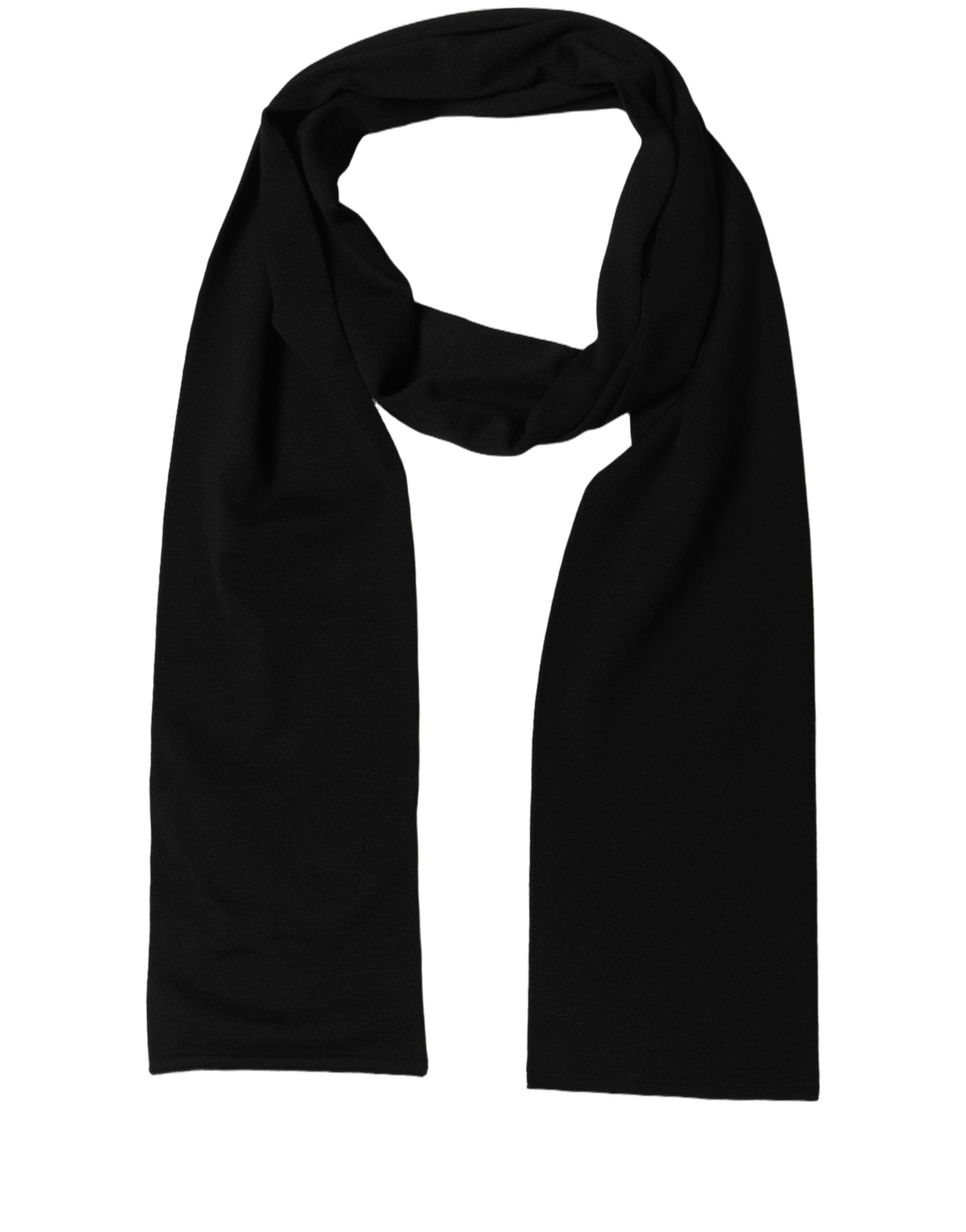 Dolce & Gabbana Black Wool Knitted Neck Shawl Foulard Scarf Dolce & Gabbana