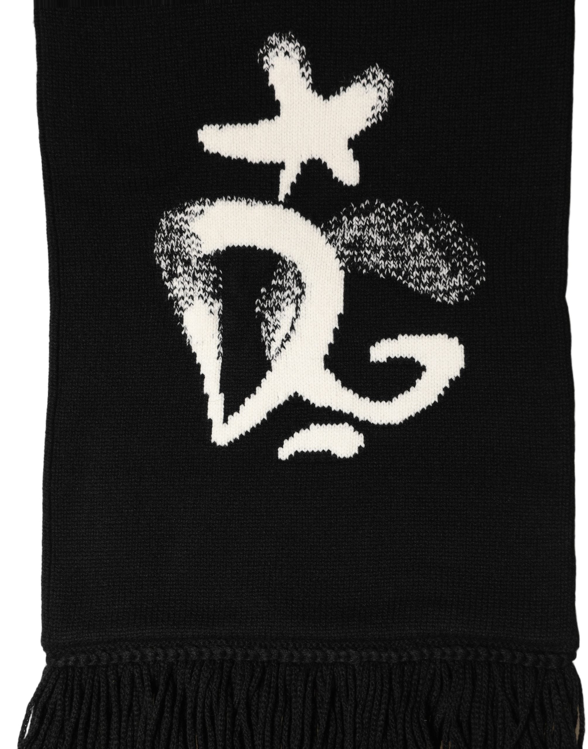 Dolce & Gabbana Black Cashmere Knitted Fringed Foulard Scarf Dolce & Gabbana