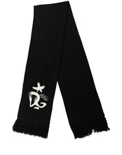 Dolce & Gabbana Black Cashmere Knitted Fringed Foulard Scarf Dolce & Gabbana