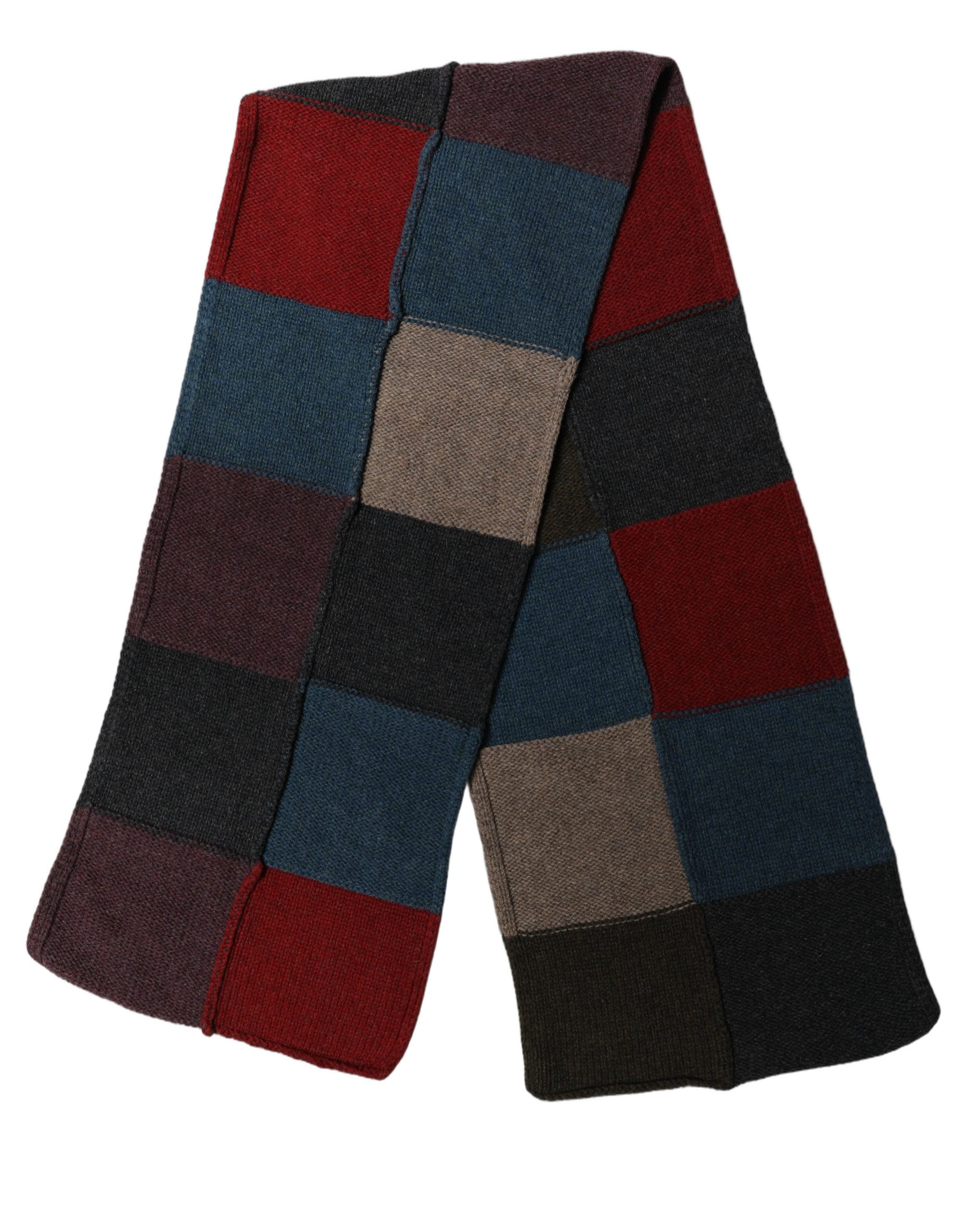 Dolce & Gabbana Multicolor Patchwork Knitted Foulard Scarf Dolce & Gabbana